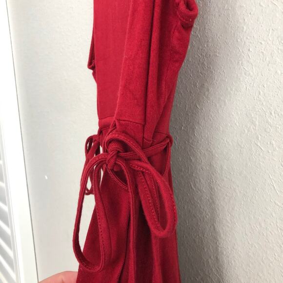 Red v neck drawstring waist sleeveless midi dress by Mexx - Picture 5 of 8
